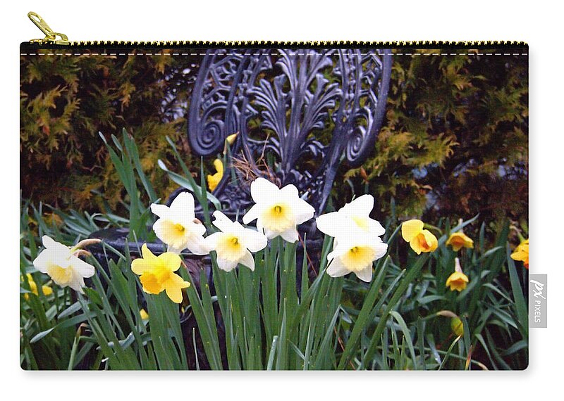 Spring Zip Pouch featuring the photograph Daffodil Garden by Newwwman