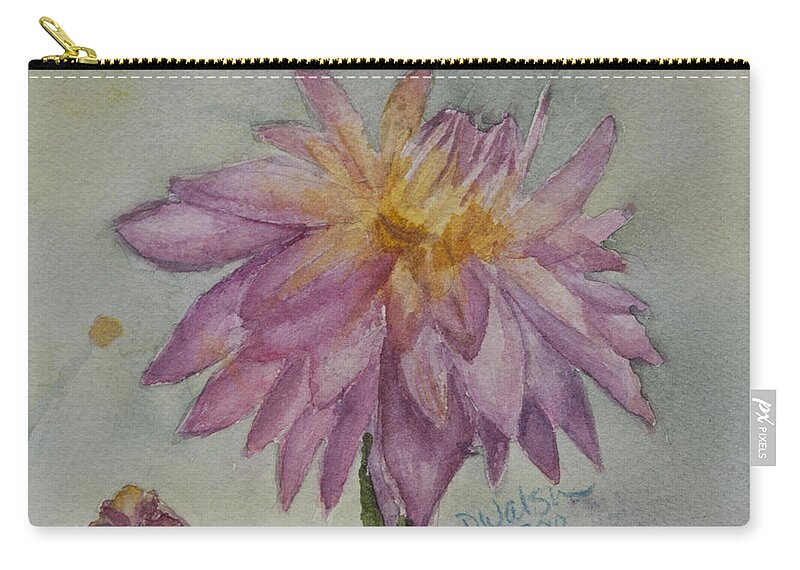 Dahlia Zip Pouch featuring the painting Dahlia at Eastport ME by Donna Walsh