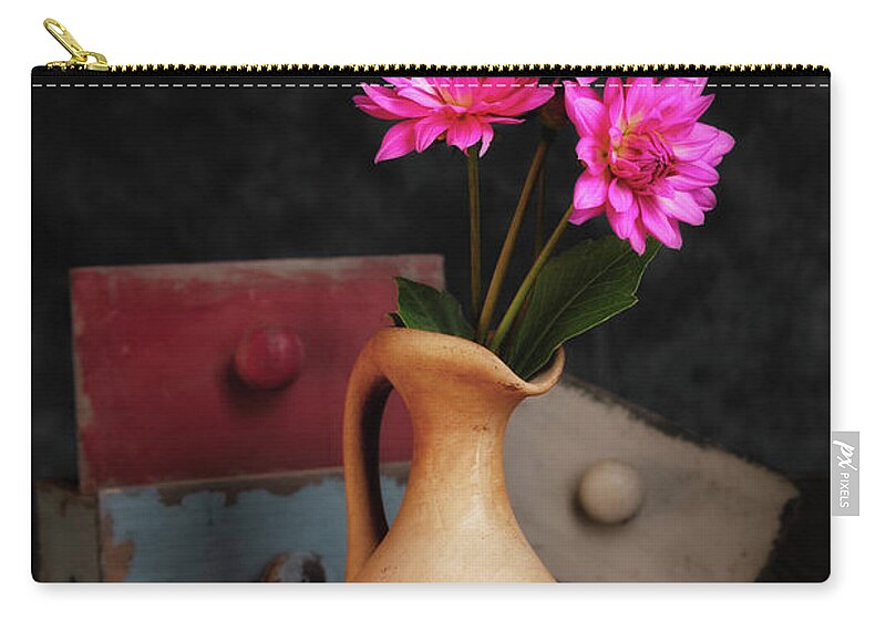 Dahlia Zip Pouch featuring the photograph Dahlias and Drawers by Tom Mc Nemar