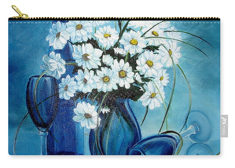 Daisies Zip Pouch featuring the painting Daisies by Sorin Apostolescu