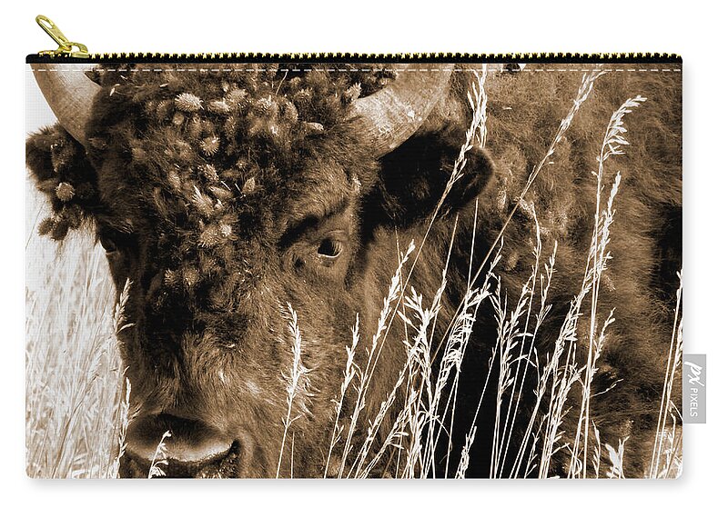 North Dakota Zip Pouch featuring the photograph Dakota Buffalo by Cris Fulton