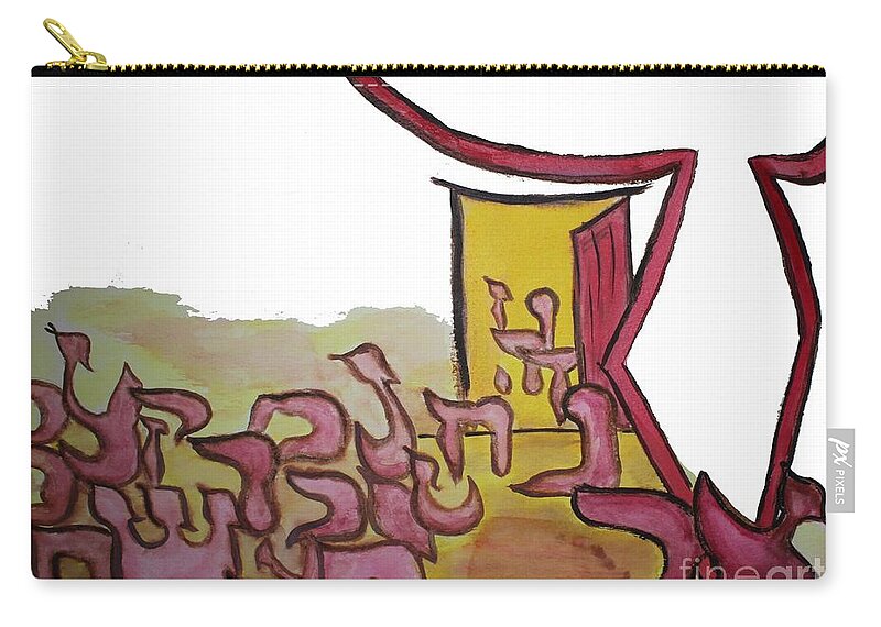 Dalet Open Door Dalluth Watercolor Kindness Poor Gemol Dallim Berachot 31a Bahir Zohar Judaica Hebrew Letters Jewish Zip Pouch featuring the painting DALET an OPEN DOOR ab16 by Hebrewletters SL