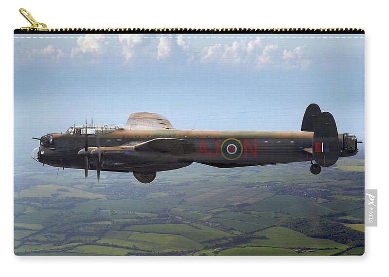 Avro Lancaster Zip Pouch featuring the photograph Dambusters Lancaster AJ-N by Gary Eason