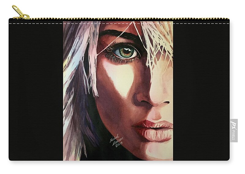 Green Eyes Zip Pouch featuring the painting Dance of Love by Michal Madison