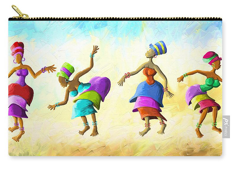 Traditional Zip Pouch featuring the painting Dancers by Anthony Mwangi