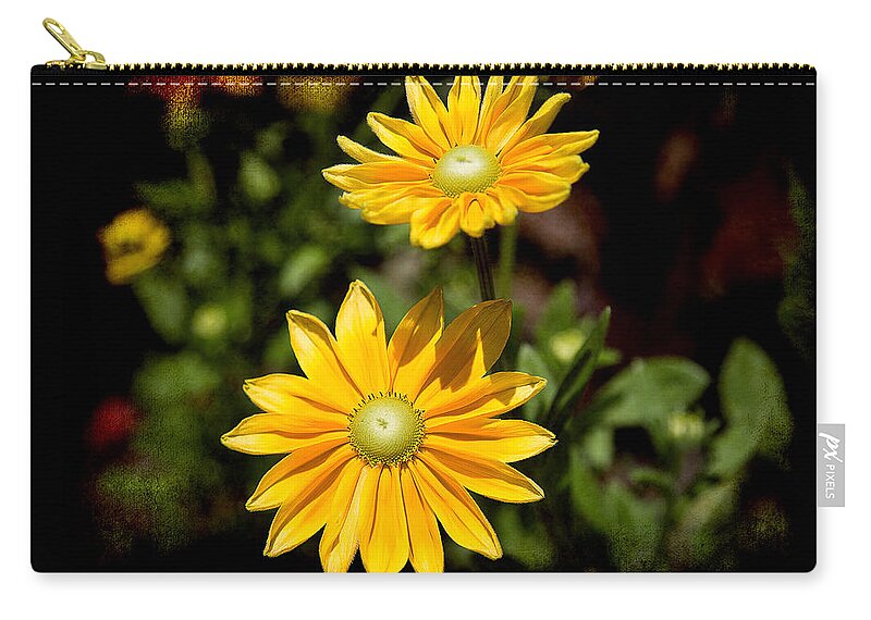 Yellow Flower Zip Pouch featuring the photograph Dancing Duo by Milena Ilieva