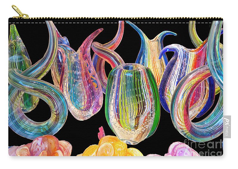 Glass Zip Pouch featuring the photograph Dancing glass objects by Heiko Koehrer-Wagner