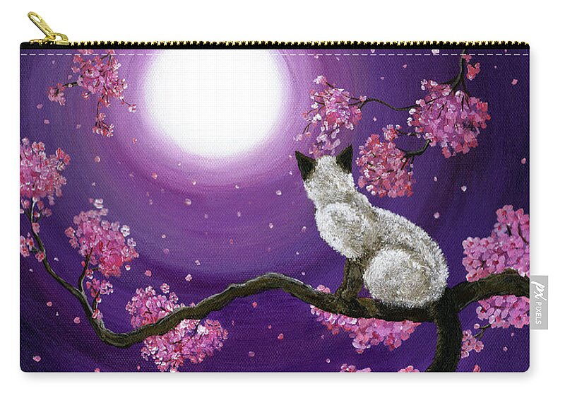Zen Zip Pouch featuring the painting Dancing Pink Petals by Laura Iverson
