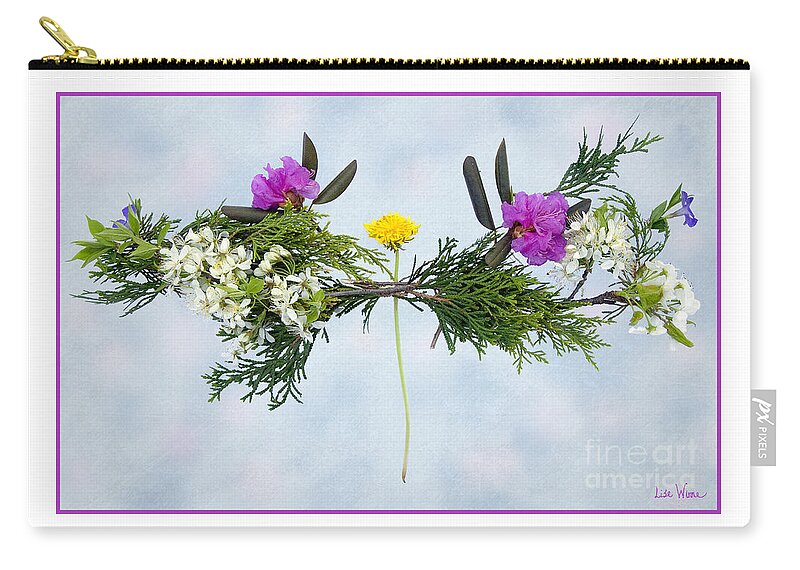 Lise Winne Carry-all Pouch featuring the photograph Dandelion Balancing Act with Blue Background by Lise Winne