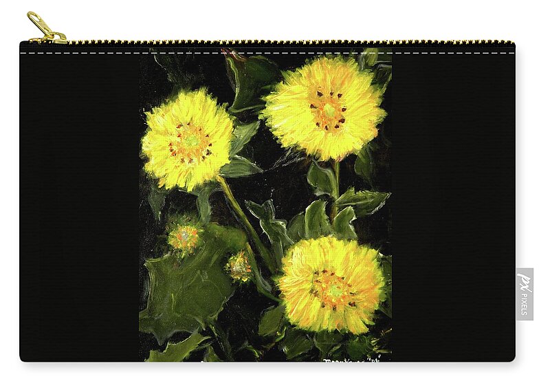 Dandelions Zip Pouch featuring the painting Dandelions by Mary Krupa by Bernadette Krupa