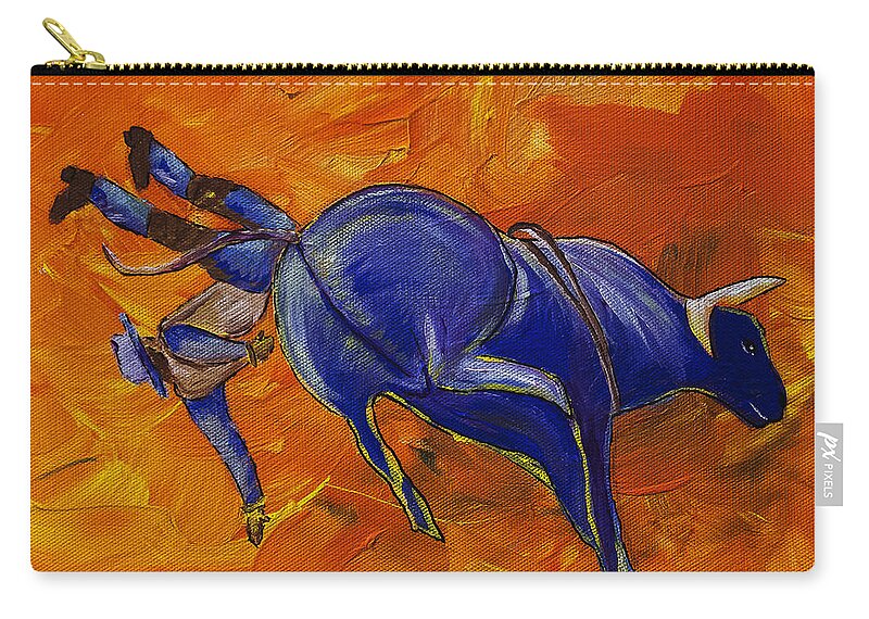 Rodeo Zip Pouch featuring the painting Danny at the Rodeo by Janice Pariza