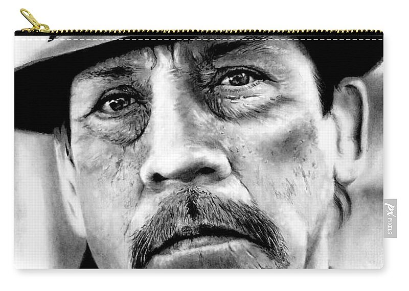 Danny Trejo Zip Pouch featuring the drawing Danny Trejo as Tortuga by Rick Fortson