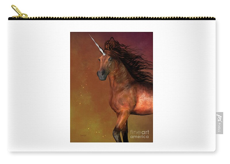 Unicorn Zip Pouch featuring the digital art Dapple Bay Unicorn by Corey Ford