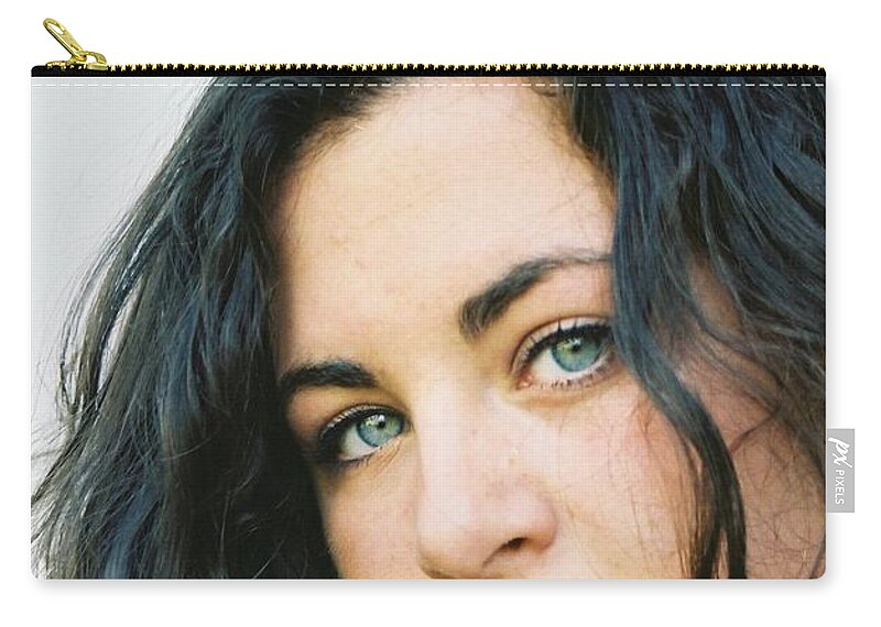 Blue Eyes Zip Pouch featuring the photograph Dark Beauty by Nadine Rippelmeyer