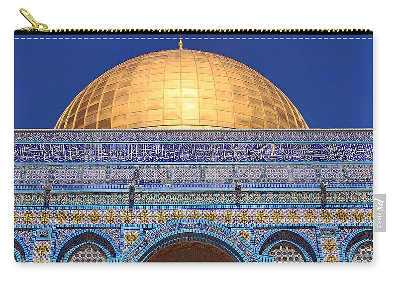 Dome Of The Rock Zip Pouch featuring the photograph Dark Blue Sky by Munir Alawi