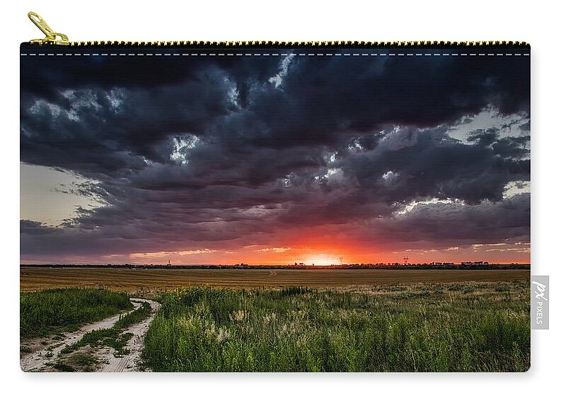 Fort Morgan Zip Pouch featuring the photograph Dark Clouds At Sunset by Mountain Dreams