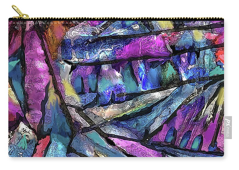 Colorful Zip Pouch featuring the painting Dark Prism by Jean Batzell Fitzgerald