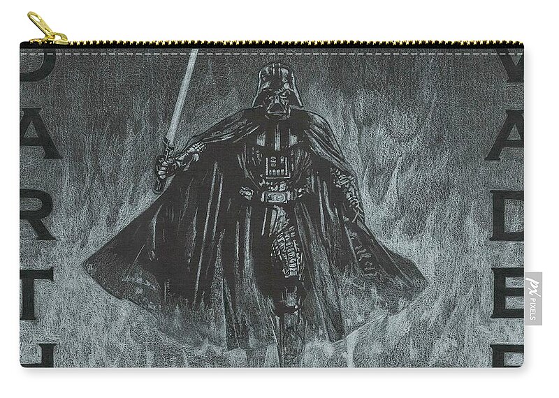 Star Wars Zip Pouch featuring the drawing Darth Vader by Chris Brown