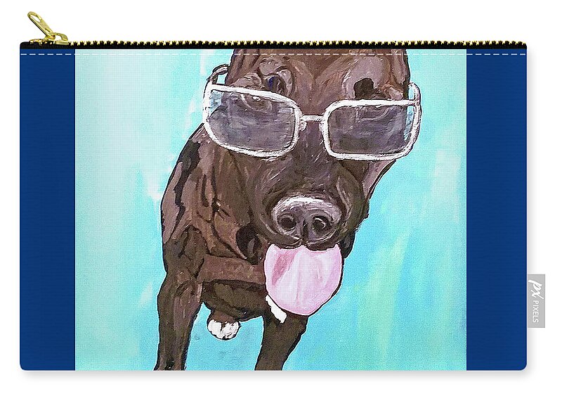 Dog Zip Pouch featuring the painting Date With Paint Feb 19 Delaney by Ania M Milo