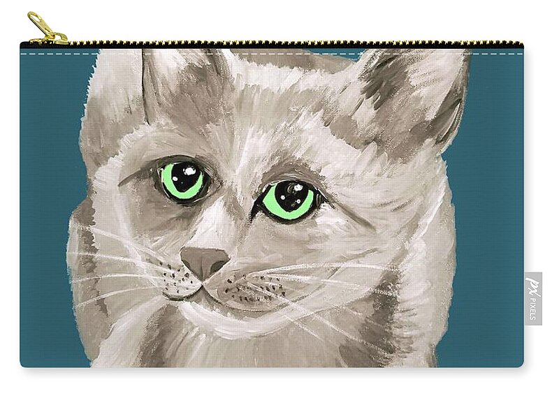 Pet Portrait Zip Pouch featuring the painting Date With Paint Sept 18 2 by Ania Milo