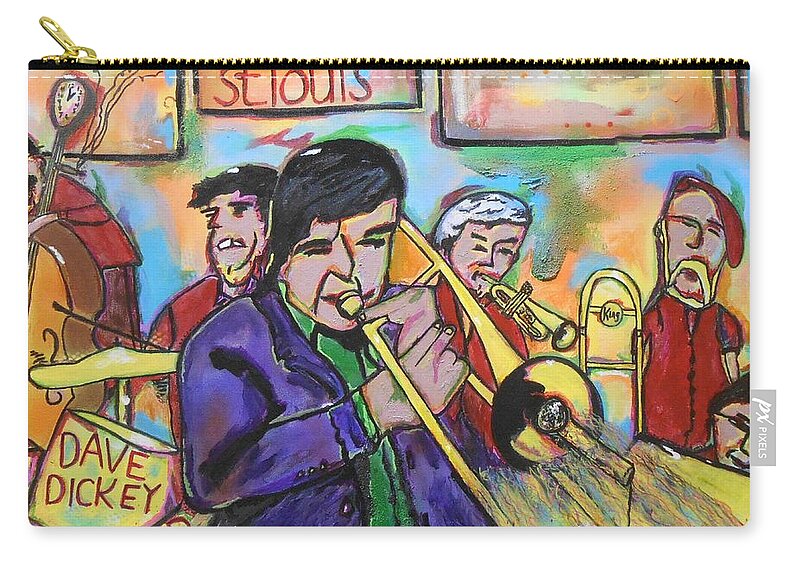 Contemporary Zip Pouch featuring the painting Dave Dickey Big Band by GH FiLben