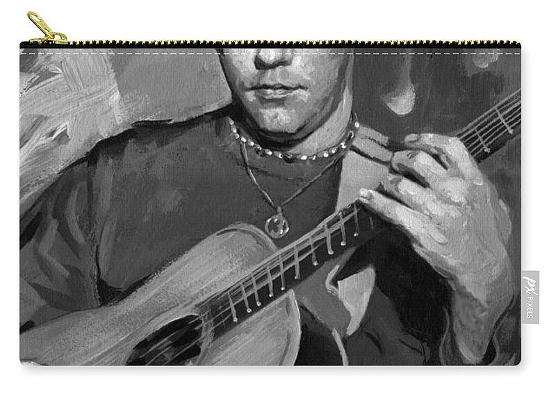 Dave Matthews Zip Pouch featuring the painting Dave Matthews by Ylli Haruni