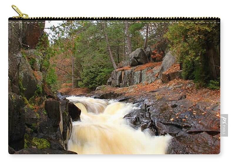 Waterfalls Zip Pouch featuring the photograph Dave's Falls #7277 by Mark J Seefeldt