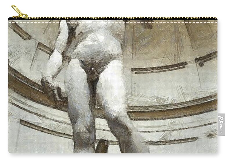 Florence Zip Pouch featuring the photograph David by Michelangelo Pencil by Edward Fielding