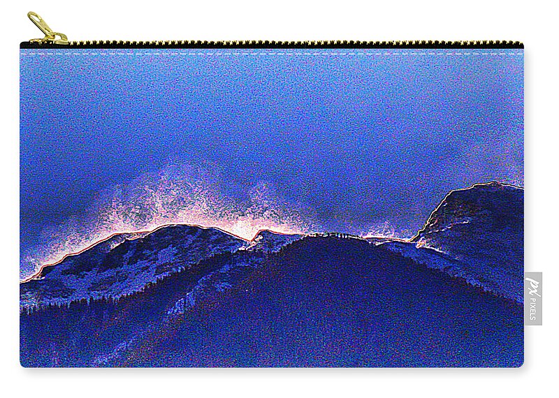 Winter Zip Pouch featuring the photograph Dawn with Snow Banners Over Truchas Peaks by Anastasia Savage Ealy