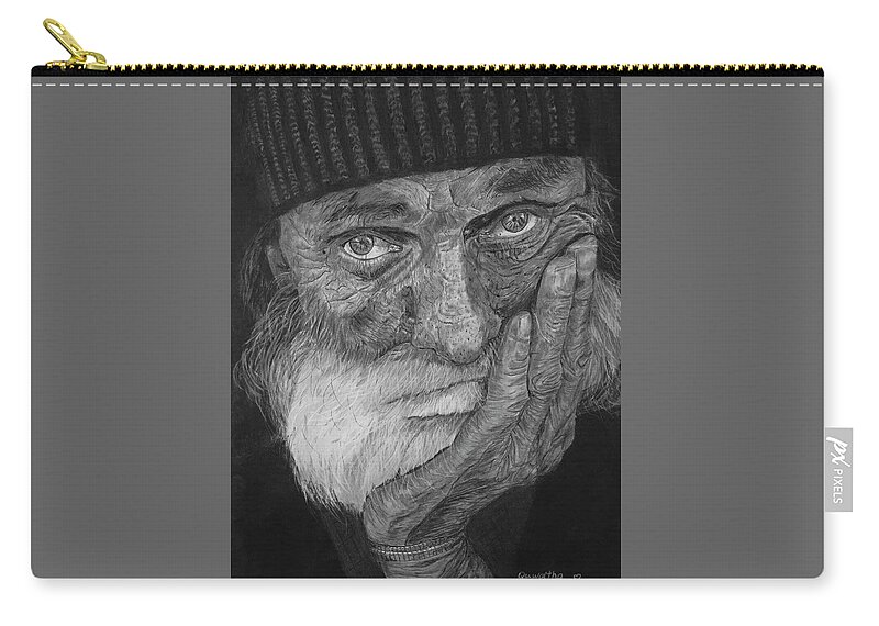 Homeless Zip Pouch featuring the drawing Mr. Mike by Quwatha Valentine