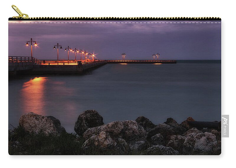 Pier Zip Pouch featuring the photograph Daybreak in Key West by Kim Hojnacki