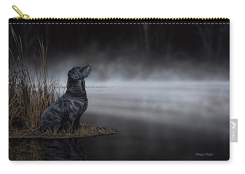 Lab Zip Pouch featuring the painting Daybreak Scout by Anthony J Padgett
