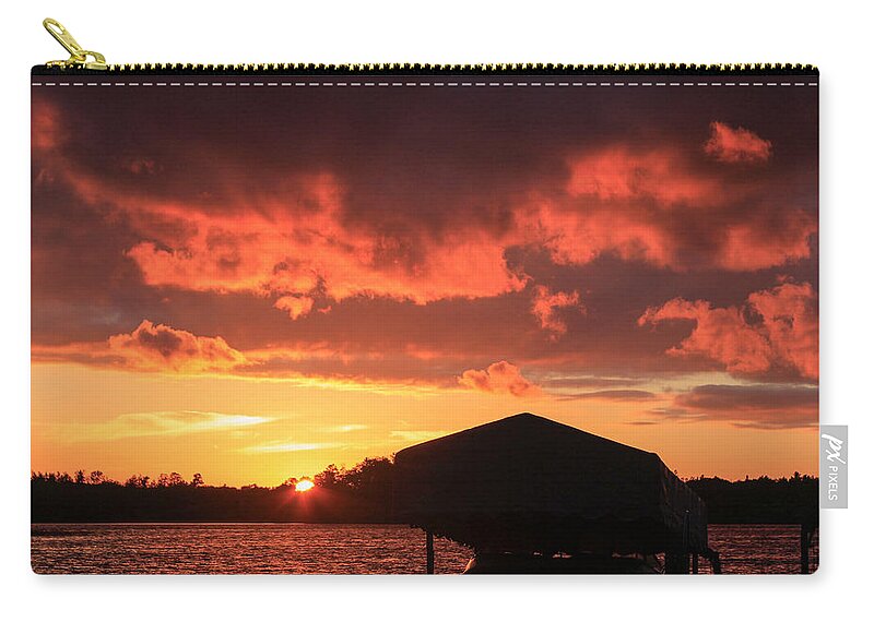 Days End At The Lake Zip Pouch featuring the photograph Days End at the Lake by Bonnie Follett