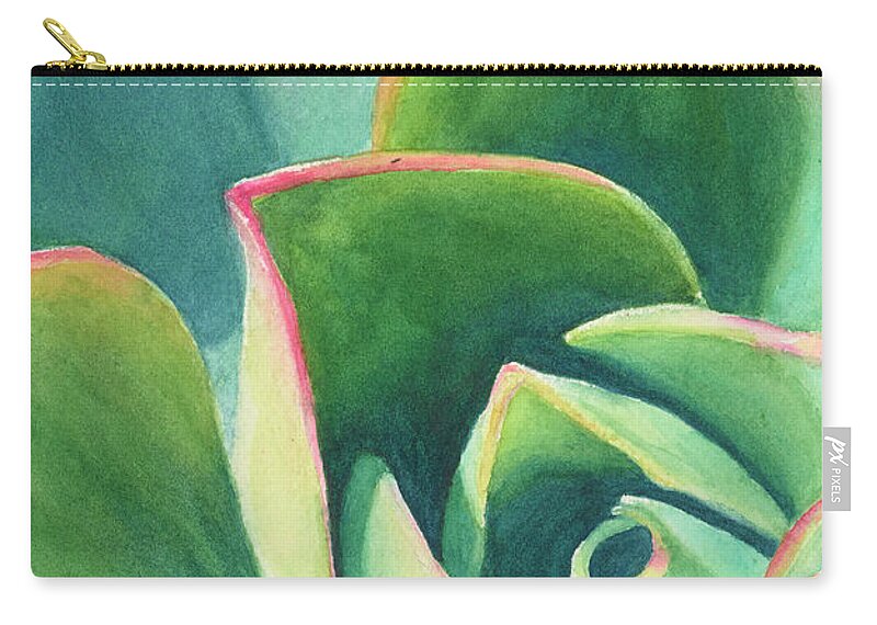 Succulent Zip Pouch featuring the painting Dazzling Like a Jewel by Sandy Fisher