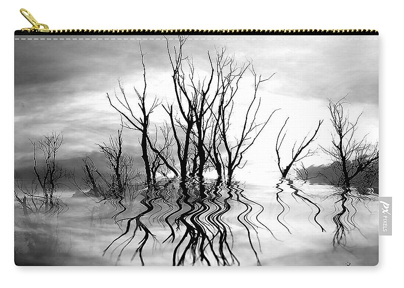 Photography Zip Pouch featuring the photograph Dead Trees BW by Susan Kinney