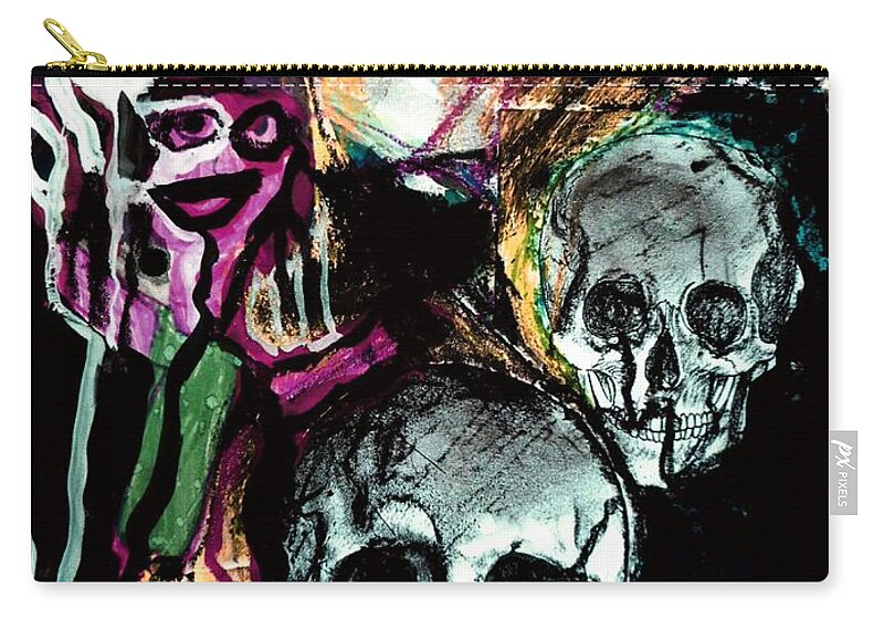 Katerina Stamatelos Art Zip Pouch featuring the painting Death Study-2 by Katerina Stamatelos