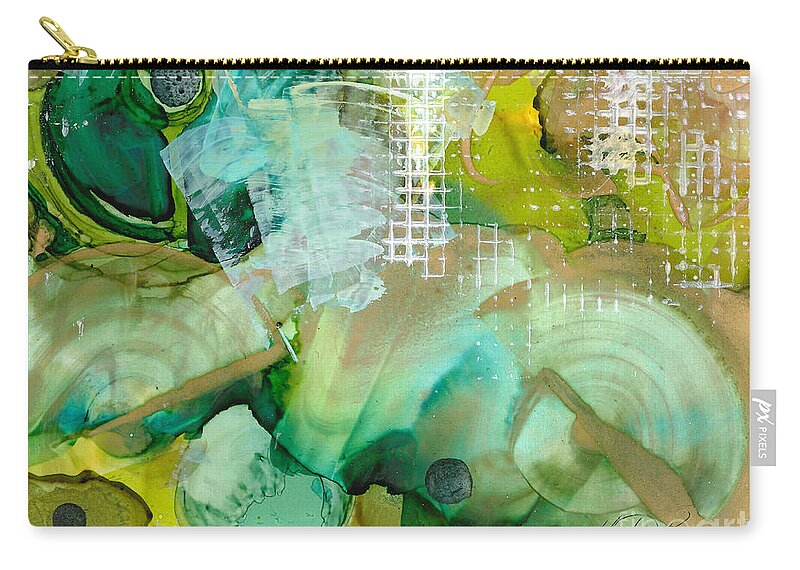 Alcohol Ink Zip Pouch featuring the painting Deep in Green by Vicki Baun Barry