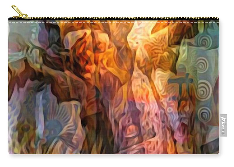 Deep Roots Unknown Zip Pouch featuring the mixed media Deep Roots Unknown by Fania Simon