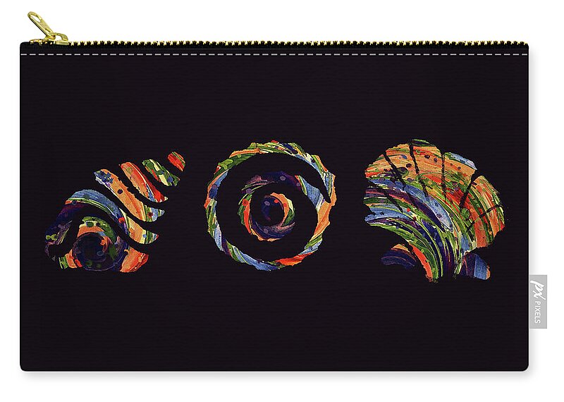 Abstract Zip Pouch featuring the digital art Deep Sea Shell Trio by Deborah Smith