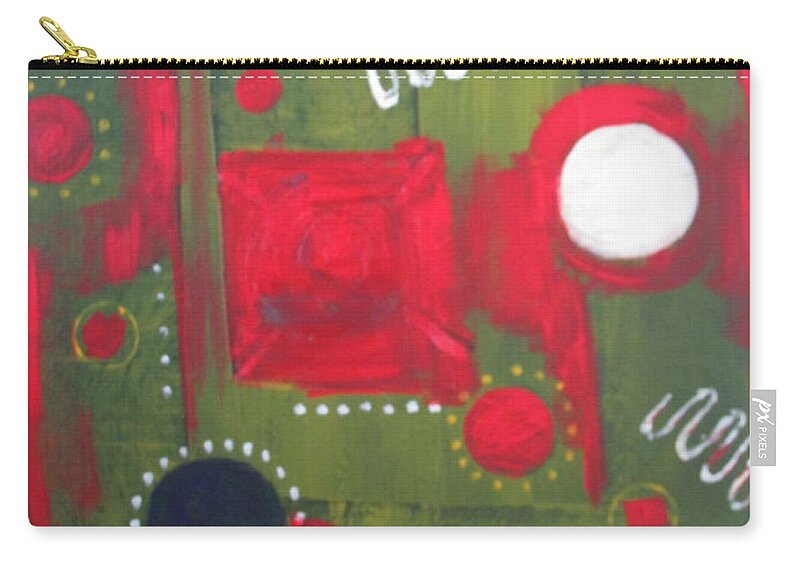 Abstract Bold Solar Planets Galaxy Space Red Navy White Yellow Black Spatial Orbits Zip Pouch featuring the painting Deep Solar by Sharyn Winters