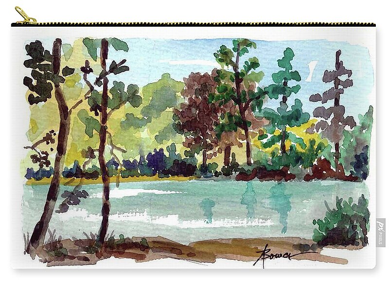 Water Zip Pouch featuring the painting Deep Woods by Adele Bower