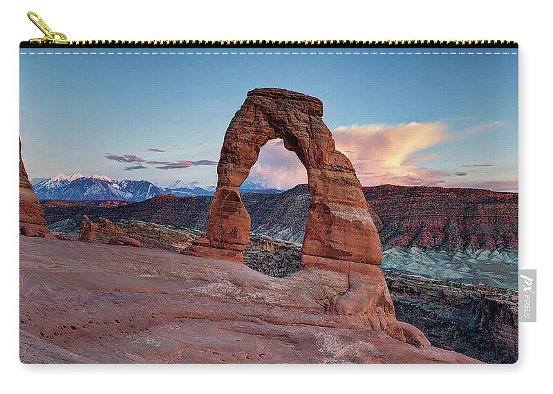 Delicate Arch Zip Pouch featuring the photograph Delicate Arch by OLena Art by Lena Owens - Vibrant DESIGN