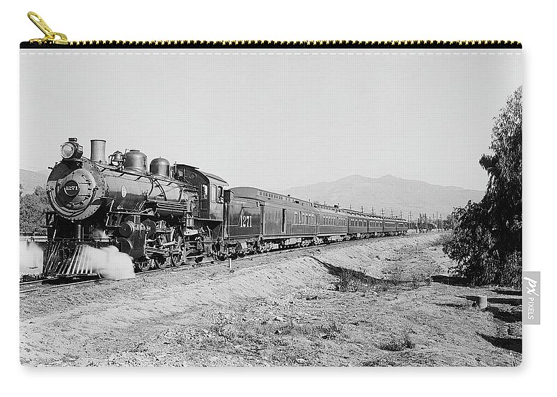 Vintage Train Zip Pouch featuring the photograph Deluxe Overland Limited Passenger Train by War Is Hell Store