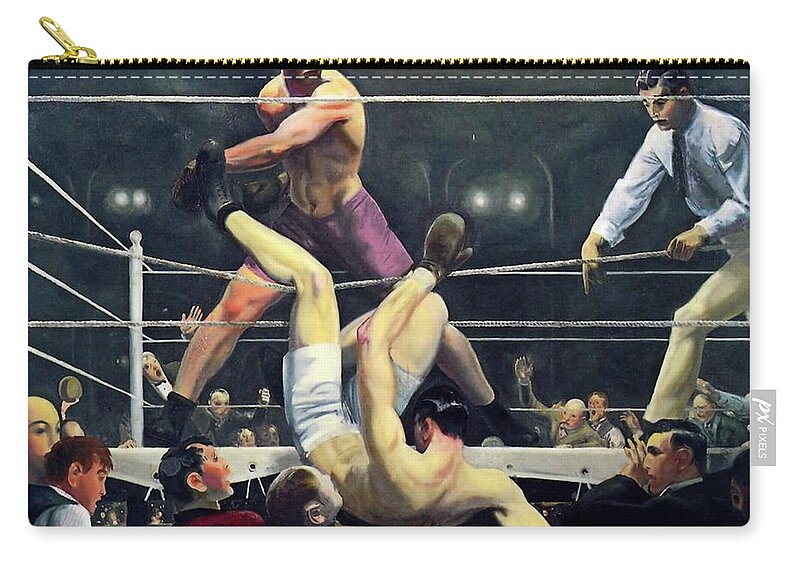 Dempsey Zip Pouch featuring the painting Dempsey and Firpo by George Wesley Bellows