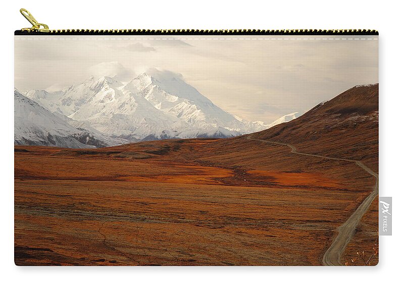 Denali Zip Pouch featuring the photograph Denali And Tundra In Autumn by Steve Wolfe