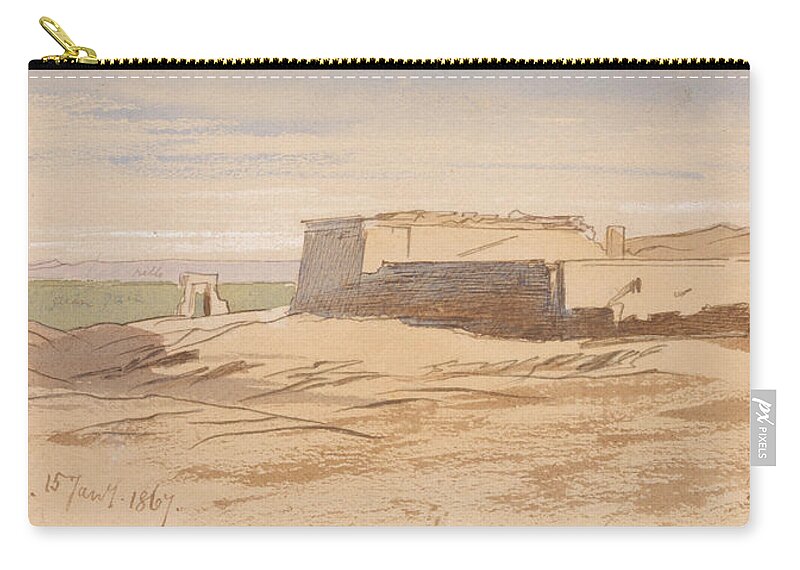 English Art Zip Pouch featuring the drawing Dendera by Edward Lear