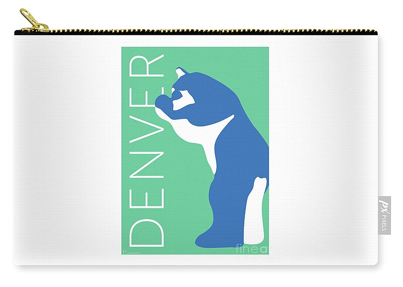 Denver Zip Pouch featuring the digital art DENVER Blue Bear/Aqua by Sam Brennan