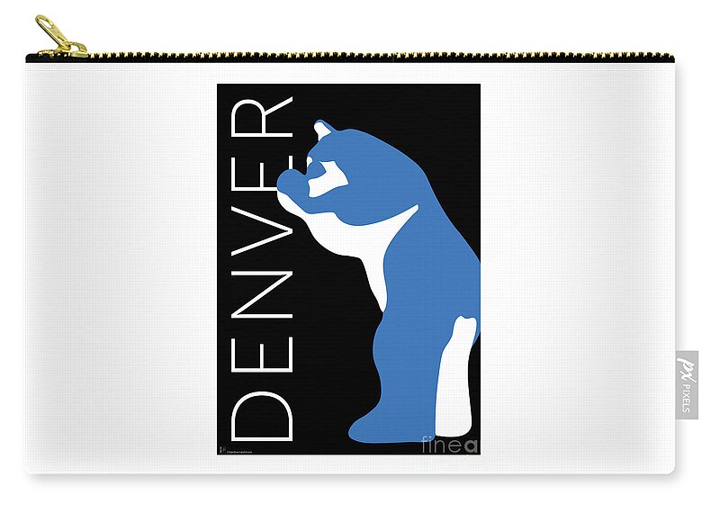 Denver Zip Pouch featuring the digital art DENVER Blue Bear/Black by Sam Brennan