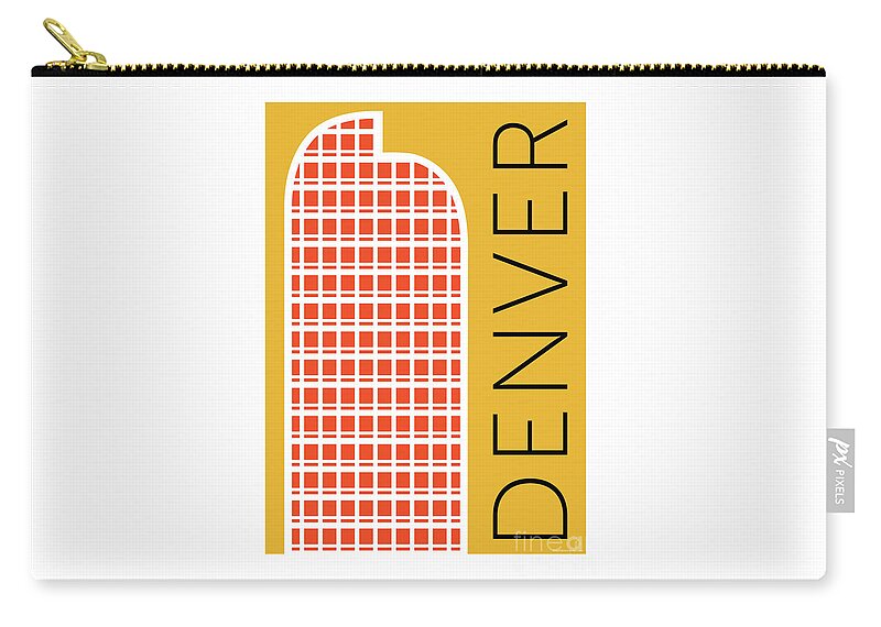Denver Zip Pouch featuring the digital art DENVER Cash Register Bldg/Gold by Sam Brennan