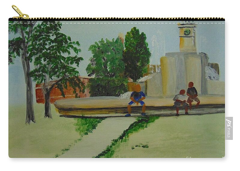 Park Zip Pouch featuring the painting Denver City Park by Saundra Johnson